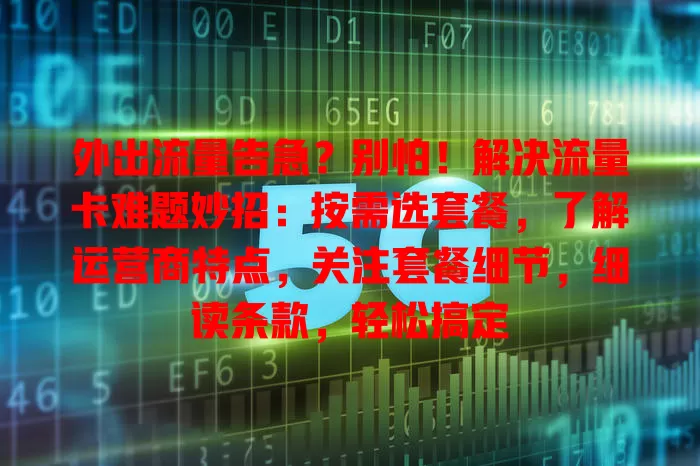 外出流量告急？别怕！解决流量卡难题妙招：按需选套餐，了解运营商特点，关注套餐细节，细读条款，轻松搞定
