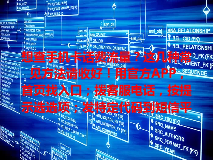 想查手机卡话费流量？这几种常见方法请收好！用官方APP，首页找入口；拨客服电话，按提示选选项；发特定代码到短信平台。掌握这些，随时了解使用情况，避免欠费、流量不足困扰