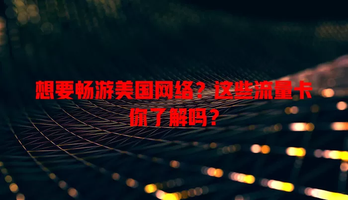 想要畅游美国网络？这些流量卡你了解吗？