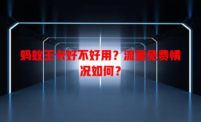 蚂蚁王卡好不好用？流量免费情况如何？