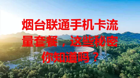 烟台联通手机卡流量套餐，这些秘密你知道吗？