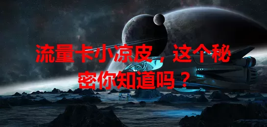 流量卡小凉皮，这个秘密你知道吗？