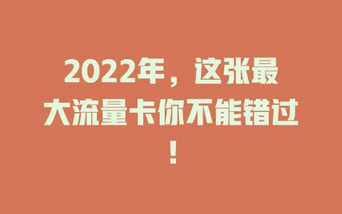 2022年，这张最大流量卡你不能错过！