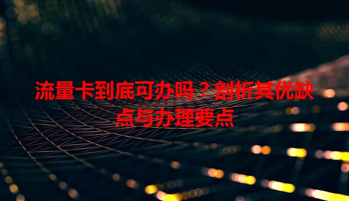 流量卡到底可办吗？剖析其优缺点与办理要点