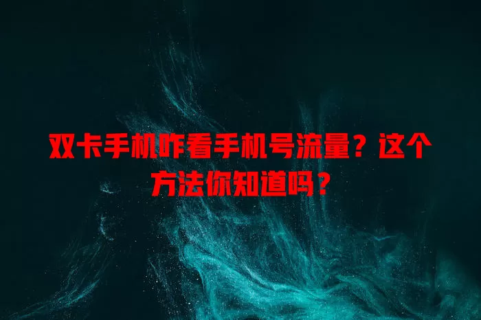 双卡手机咋看手机号流量？这个方法你知道吗？