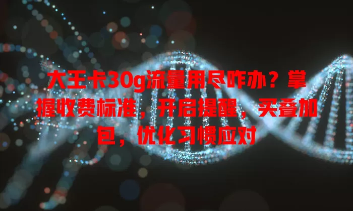 大王卡30g流量用尽咋办？掌握收费标准，开启提醒，买叠加包，优化习惯应对