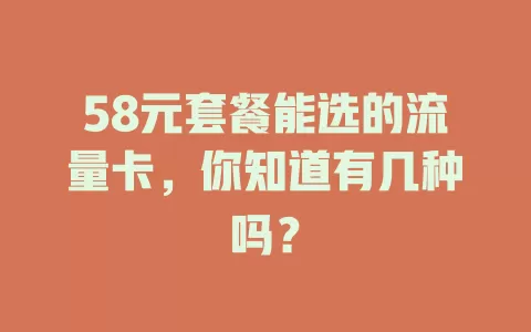 58元套餐能选的流量卡，你知道有几种吗？
