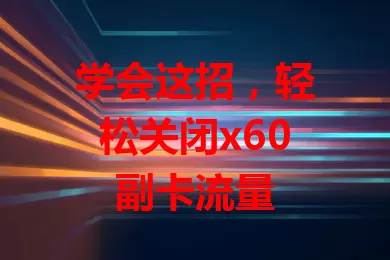 学会这招，轻松关闭x60副卡流量
