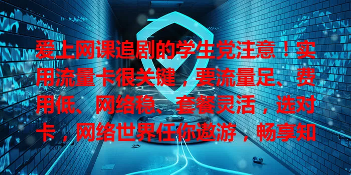 爱上网课追剧的学生党注意！实用流量卡很关键，要流量足、费用低、网络稳、套餐灵活，选对卡，网络世界任你遨游，畅享知识与乐趣