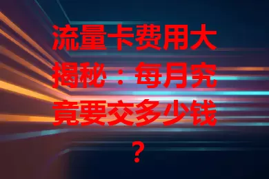 流量卡费用大揭秘：每月究竟要交多少钱？