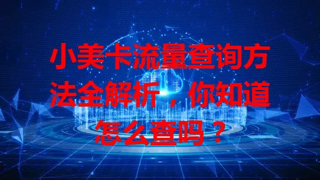 小美卡流量查询方法全解析，你知道怎么查吗？