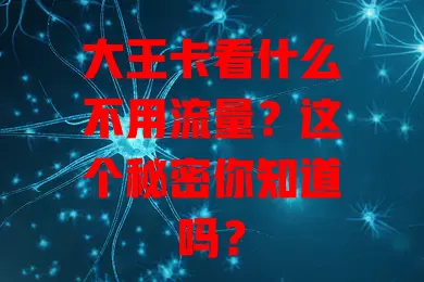 大王卡看什么不用流量？这个秘密你知道吗？