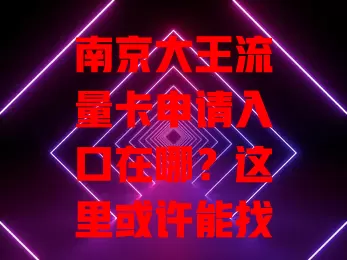 南京大王流量卡申请入口在哪？这里或许能找到答案