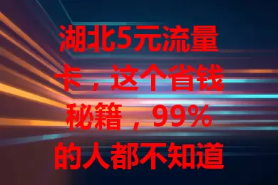 湖北5元流量卡，这个省钱秘籍，99%的人都不知道