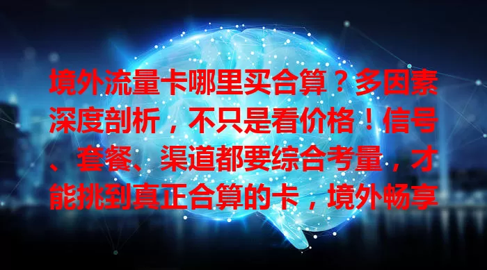 境外流量卡哪里买合算？多因素深度剖析，不只是看价格！信号、套餐、渠道都要综合考量，才能挑到真正合算的卡，境外畅享网络！