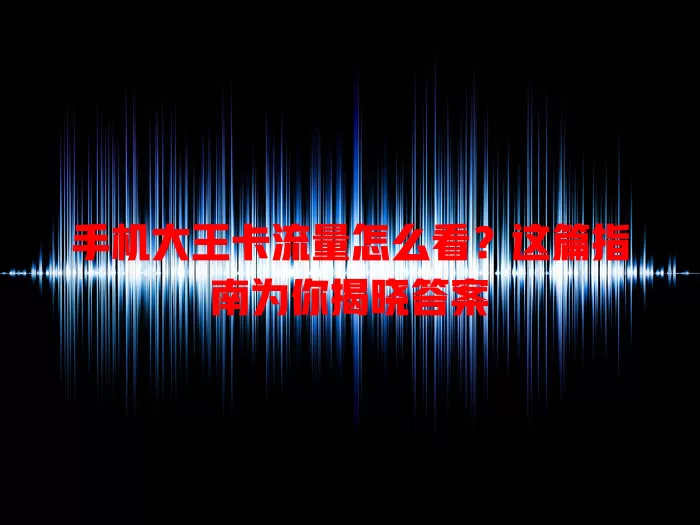 手机大王卡流量怎么看？这篇指南为你揭晓答案