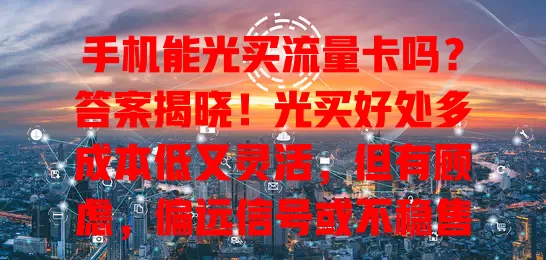 手机能光买流量卡吗？答案揭晓！光买好处多成本低又灵活，但有顾虑，偏远信号或不稳售后弱。决定前综合考虑自身因素，权衡利弊再选，让手机网络更随心