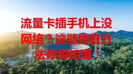 流量卡插手机上没网络？这些排查方法你得知道！