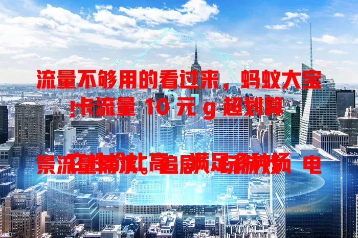 流量不够用的看过来，蚂蚁大宝卡流量 10 元 g 超划算！

它性价比高，满足多种场景流量需求。追剧、玩游戏、电商办公、外出办公都不愁。周末追剧、出差处理文件、假期学习都能轻松搞定，为流量需求大的你提供可靠支持！