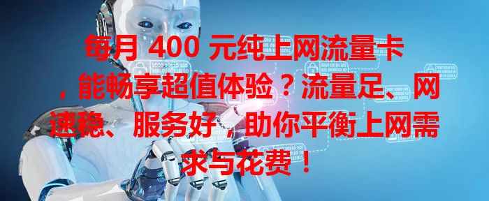 每月 400 元纯上网流量卡，能畅享超值体验？流量足、网速稳、服务好，助你平衡上网需求与花费！