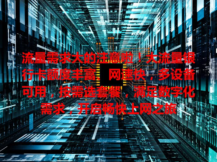 流量需求大的注意啦！大流量银行卡额度丰富、网速快，多设备可用，按需选套餐，满足数字化需求，开启畅快上网之旅