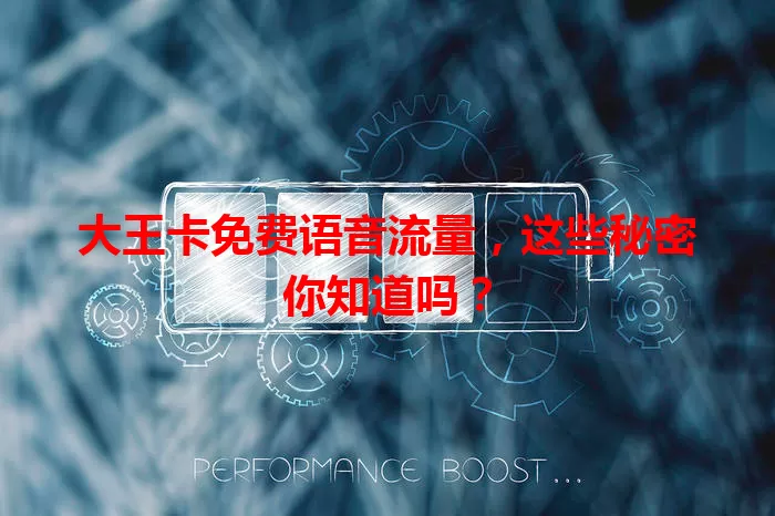 大王卡免费语音流量，这些秘密你知道吗？