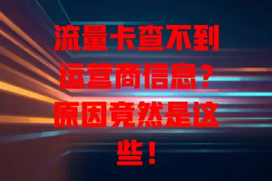 流量卡查不到运营商信息？原因竟然是这些！