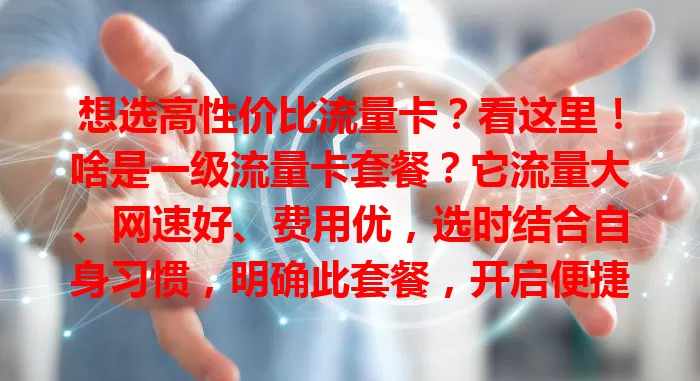 想选高性价比流量卡？看这里！啥是一级流量卡套餐？它流量大、网速好、费用优，选时结合自身习惯，明确此套餐，开启便捷移动上网生活！