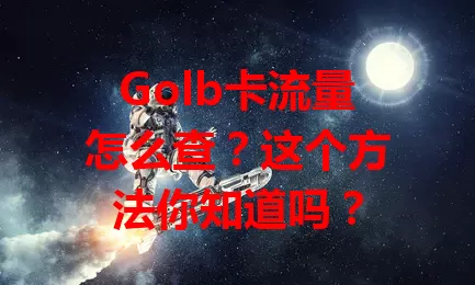 Golb卡流量怎么查？这个方法你知道吗？