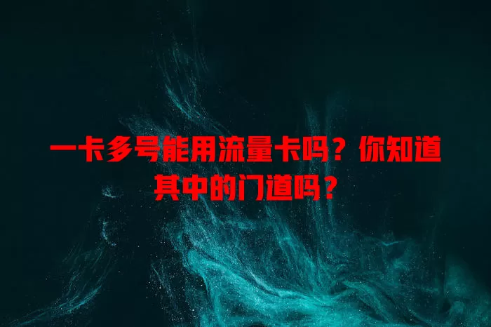 一卡多号能用流量卡吗？你知道其中的门道吗？