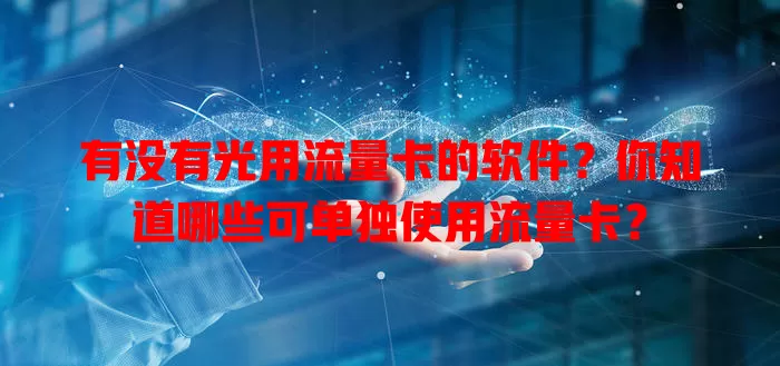 有没有光用流量卡的软件？你知道哪些可单独使用流量卡？
