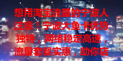 想用淘宝流量的宁波人注意！宁波大鱼卡优势独特，网络稳定高速，流量套餐实惠，助你店铺获更多流量，开启淘宝流量增长新篇章