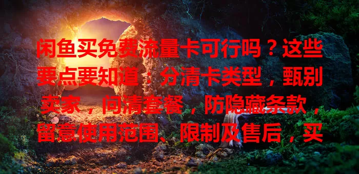 闲鱼买免费流量卡可行吗？这些要点要知道：分清卡类型，甄别卖家，问清套餐，防隐藏条款，留意使用范围、限制及售后，买卡别冲动，多了解避麻烦