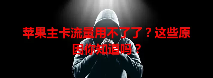 苹果主卡流量用不了了？这些原因你知道吗？