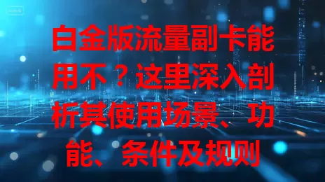 白金版流量副卡能用不？这里深入剖析其使用场景、功能、条件及规则