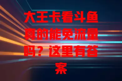 大王卡看斗鱼真的能免流量吗？这里有答案