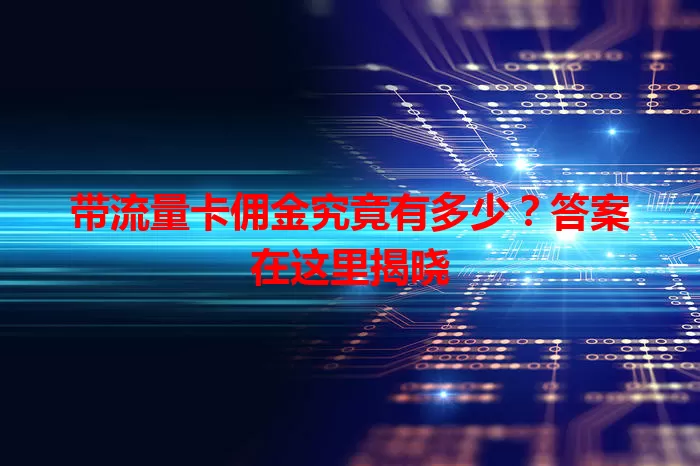 带流量卡佣金究竟有多少？答案在这里揭晓