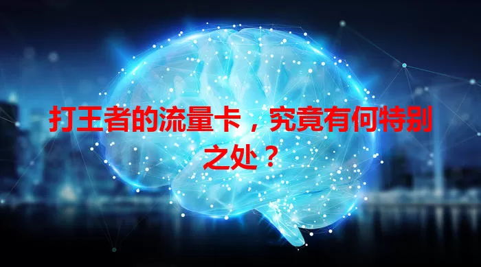 打王者的流量卡，究竟有何特别之处？